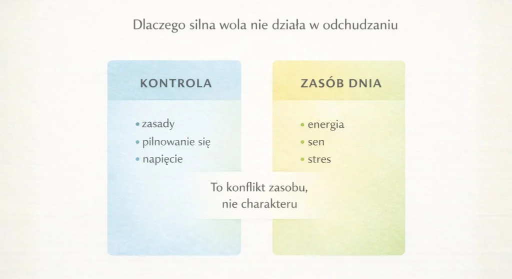 Dlaczego silna wola nie działa w odchudzaniu - infografika